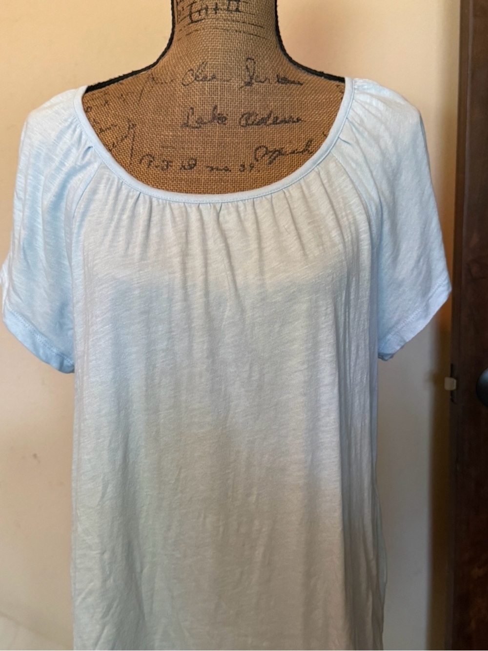 Style & Co. Light Blue Scoop Neck Short Sleeve Top
